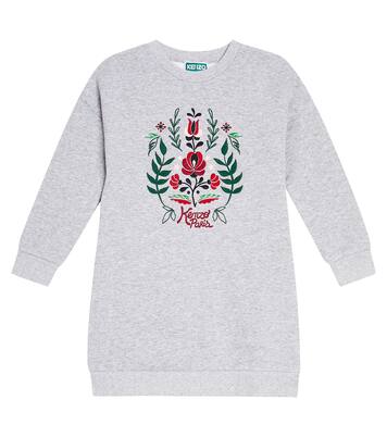 Embroidered cotton jersey sweatshirt dress | Kenzo Kids