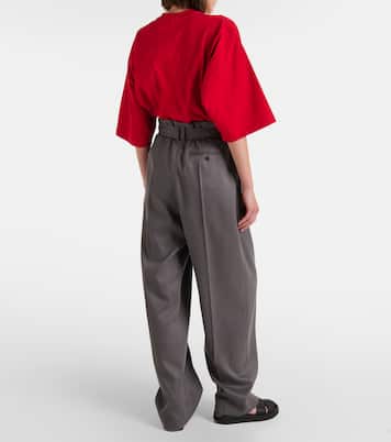 Gerade High-Rise-Hose Lonan aus Seide | The Row