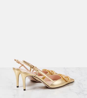Slingback-Pumps VLogo Signature 80 aus Metallic-Leder | Valentino Garavani