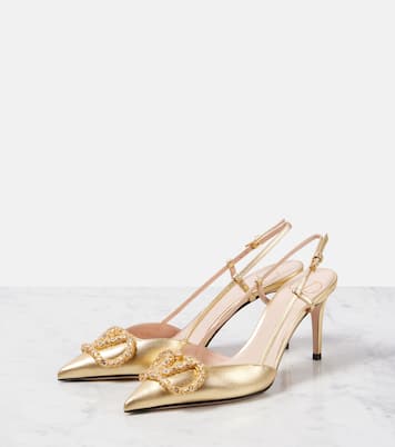 Slingback-Pumps VLogo Signature 80 aus Metallic-Leder | Valentino Garavani