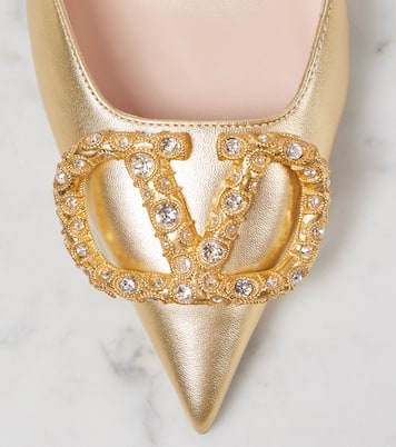 Slingback-Pumps VLogo Signature 80 aus Metallic-Leder | Valentino Garavani