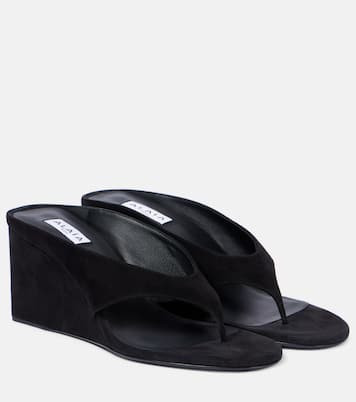 Cube 75 suede wedge thong sandals | Alaïa