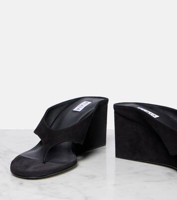 Cube 75 suede wedge thong sandals | Alaïa