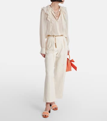 Joa 45 embroidered canvas mules | Jimmy Choo