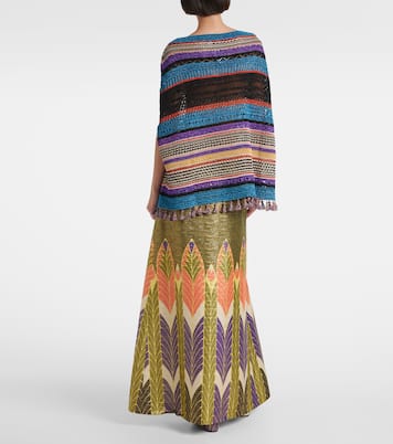 Crochet striped lamé poncho | Valentino