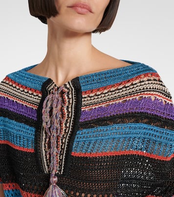 Crochet striped lamé poncho | Valentino