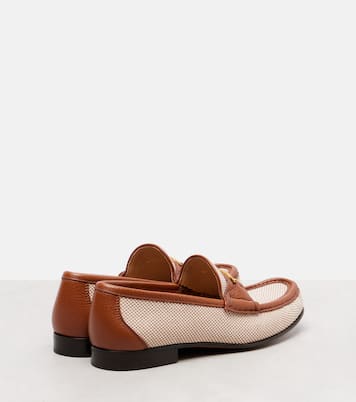 VLogo leather-trimmed canvas loafers | Valentino Garavani