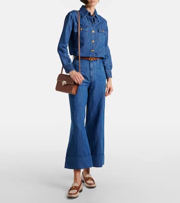 VLogo leather-trimmed canvas loafers | Valentino Garavani