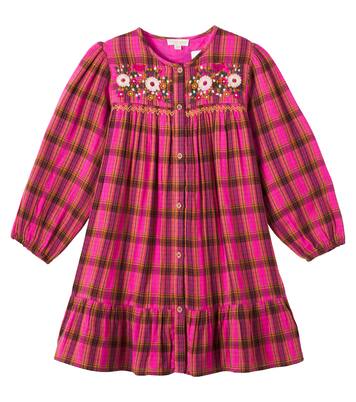 Embroidered floral checked cotton dress | Louise Misha