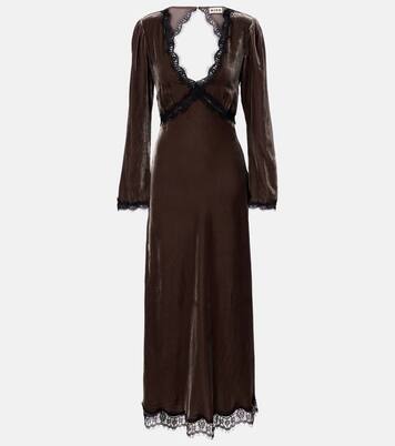 Robe longue Alesha en velours et dentelle | Rixo