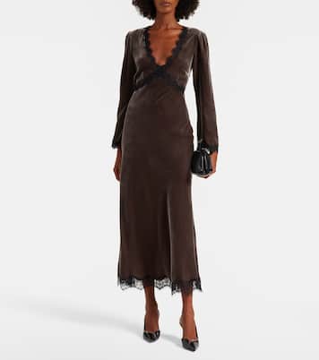 Robe longue Alesha en velours et dentelle | Rixo