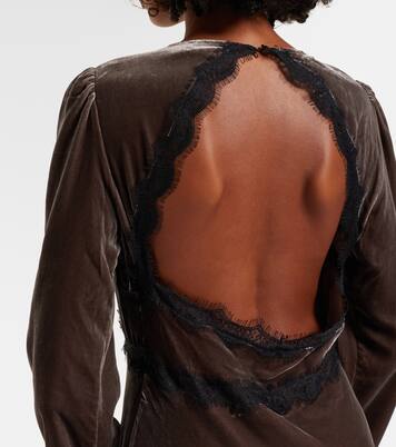 Robe longue Alesha en velours et dentelle | Rixo