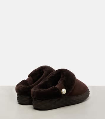 Slippers Diamond Maxi Mule F in suede | Jimmy Choo