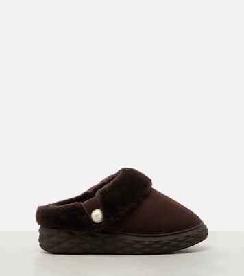 Slippers Diamond Maxi Mule F in suede | Jimmy Choo