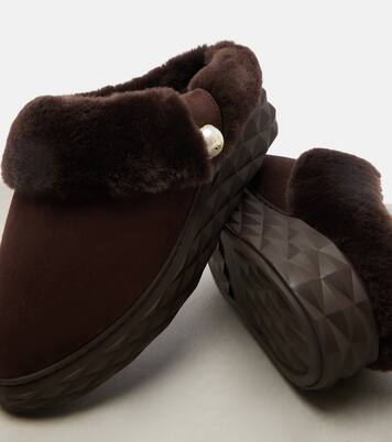 Slippers Diamond Maxi Mule F in suede | Jimmy Choo