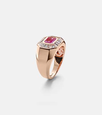 Bague en or rose 18 ct, saphir et diamants  | Shay Jewelry