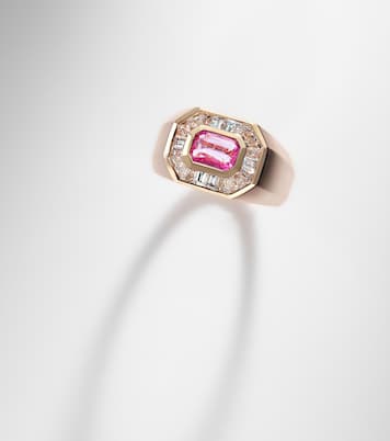 Bague en or rose 18 ct, saphir et diamants  | Shay Jewelry