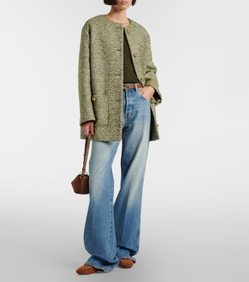 Schultertasche Half Horsebit aus Veloursleder | Gucci