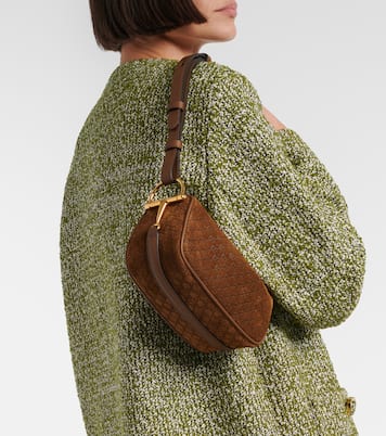 Schultertasche Half Horsebit aus Veloursleder | Gucci