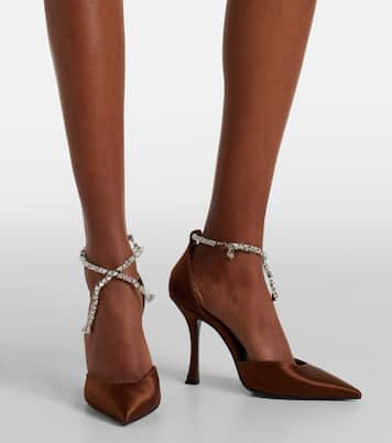 Stevie 100 crystal-embellished satin pumps | Jimmy Choo