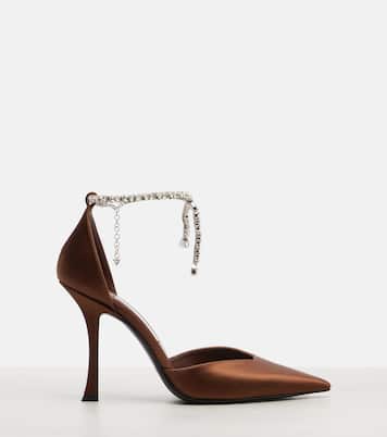 Stevie 100 crystal-embellished satin pumps | Jimmy Choo