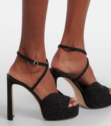 Karli 125 glitter platform sandals | Jimmy Choo