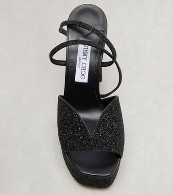 Karli 125 glitter platform sandals | Jimmy Choo