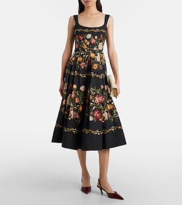 Alcaparra floral cotton midi dress | Agua by Agua Bendita