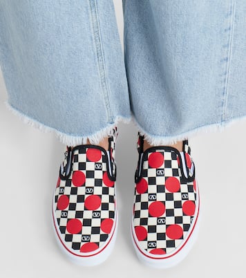 x Vans VLogo checked canvas slip-on sneakers | Valentino Garavani