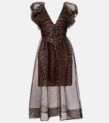 Bedrucktes Midikleid aus Organza | Ganni