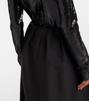 Gathered wool and silk midi skirt | Toteme