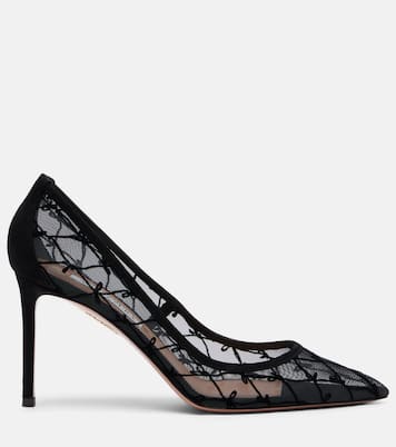 85 suede-trimmed mesh pumps | Aquazzura