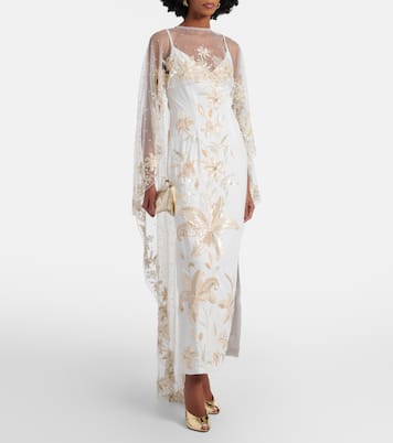 Ivory Garden embellished caped gown | Là Fuori