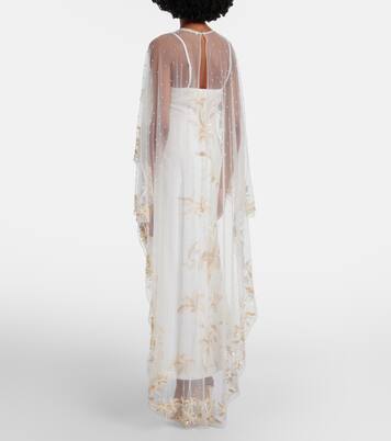 Ivory Garden embellished caped gown | Là Fuori