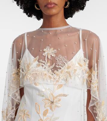 Ivory Garden embellished caped gown | Là Fuori