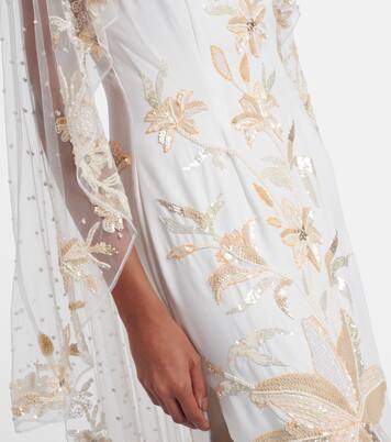 Ivory Garden embellished caped gown | Là Fuori