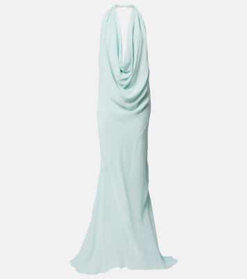 Draped sheer silk crêpe georgette gown | Mugler