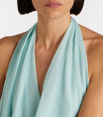 Draped sheer silk crêpe georgette gown | Mugler