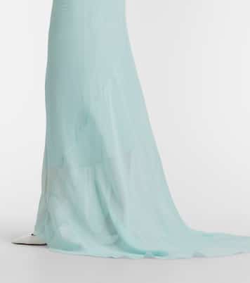 Draped sheer silk crêpe georgette gown | Mugler