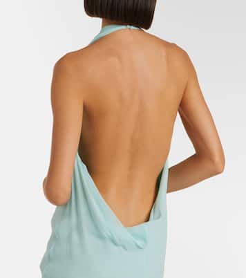 Draped sheer silk crêpe georgette gown | Mugler