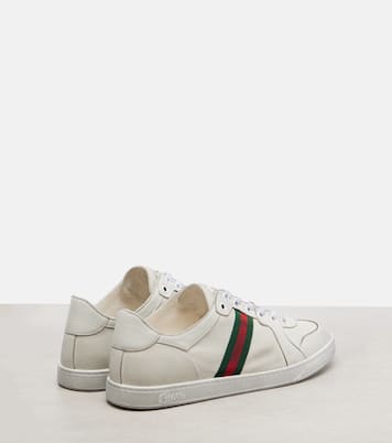 Sneakers Stretch Web Stripe aus Leder | Gucci
