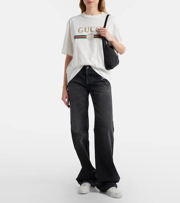 Sneakers Stretch Web Stripe aus Leder | Gucci