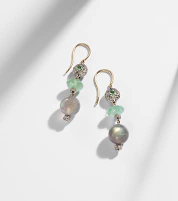 Ohrringe aus 9kt Gelbgold mit Sterlingsilber und Edelsteinen | Ileana Makri