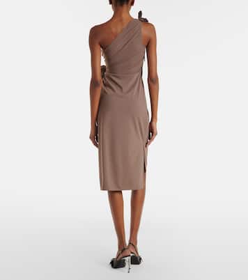 Floral-appliqué one-shoulder jersey cocktail dress | Coperni