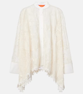 Foulard cotton-blend lace shirt | La DoubleJ