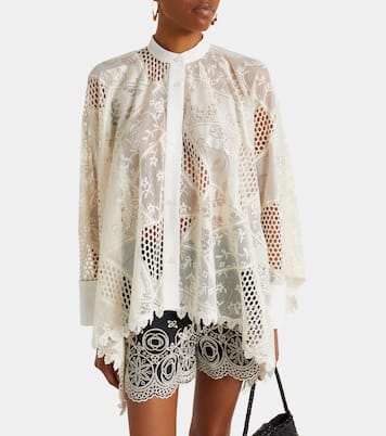 Foulard cotton-blend lace shirt | La DoubleJ