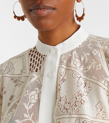 Foulard cotton-blend lace shirt | La DoubleJ