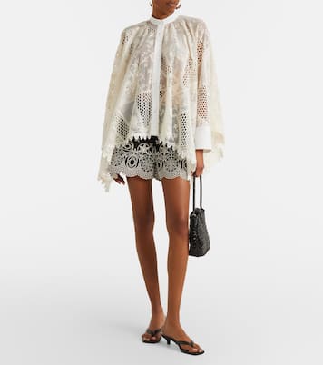 Foulard cotton-blend lace shirt | La DoubleJ