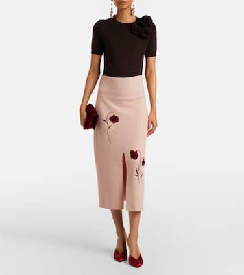 Floral-appliqué knitted midi skirt | Erdem