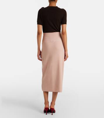 Floral-appliqué knitted midi skirt | Erdem